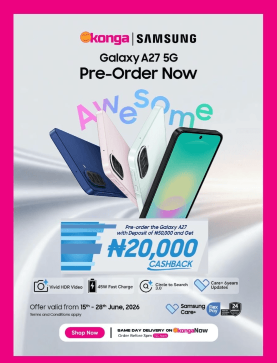 Walk Away with ₦20,000 CASHBACK on Your Samsung Galaxy A27 5G