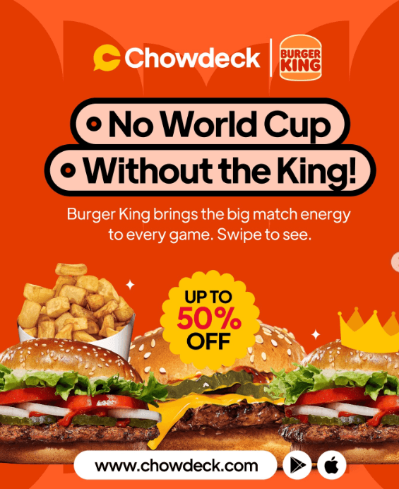 Get Up to 50% OFF your Favourite Burgers this World Cup Season!