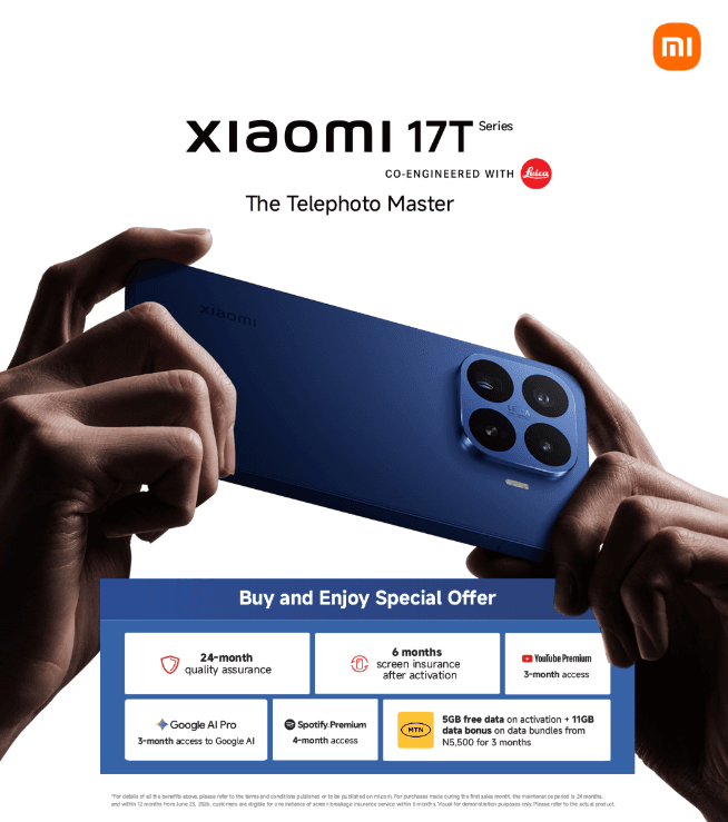 Buy Xiaomi 17T Series: Get FREE MTN Data, 24-Month Warranty and Screen Insurance.