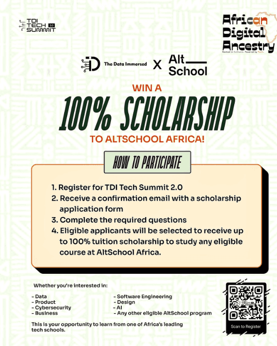 Register for TDI Tech Summit 2.0 for a Chance to Win a 100% Scholarship at Altschoolafrica