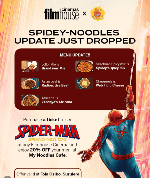 Grab your ticket at Filmhouse and Enjoy 20% OFF your meal at My Noodles Cafe.