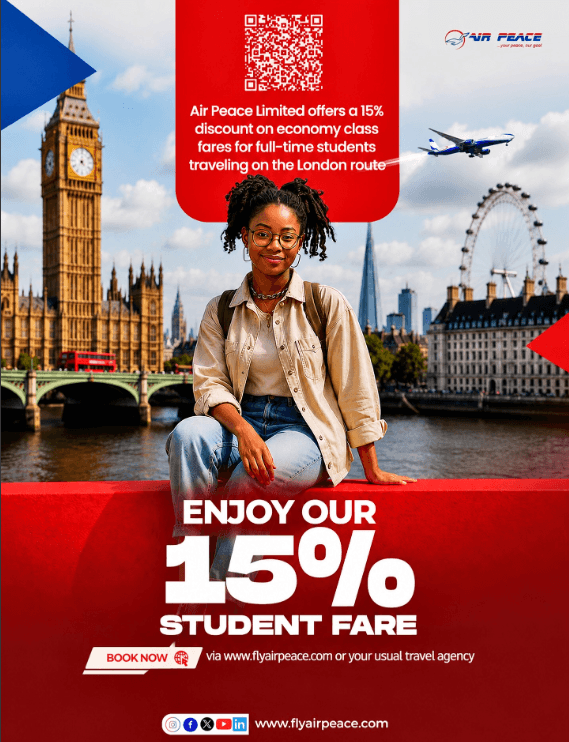 Air Peace 15% OFF Student Fare