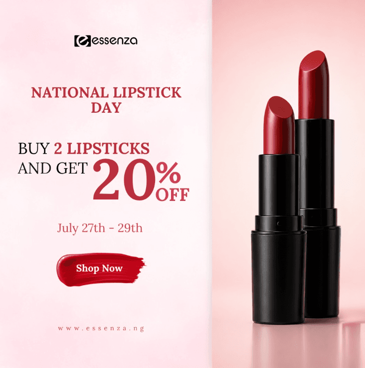 Receive a Complimentary Full-Size Lipstick when you Spend ₦100,000 or More.