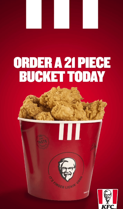 Get 21-Piece Bucket and enjoy 2 FREE Pepsi