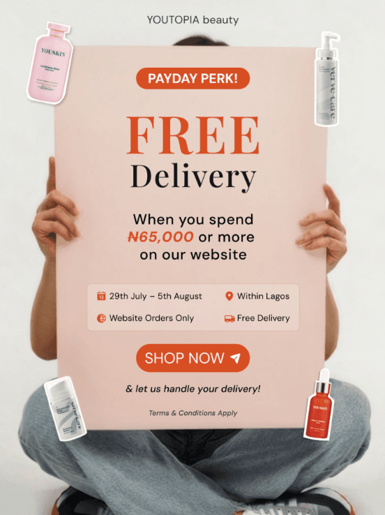 Shop Above ₦65,000 and Enjoy FREE Standard Delivery within Lagos