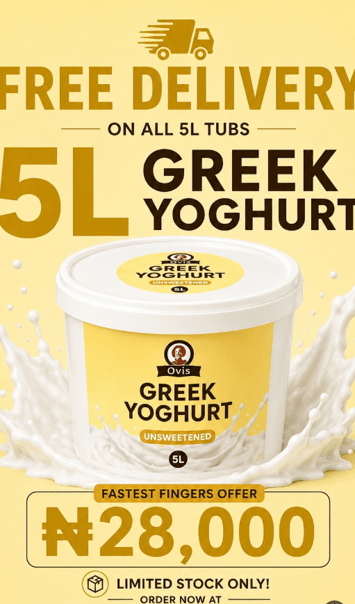 Get FREE Delivery on the 5L Ovis Yoghurt Purchase