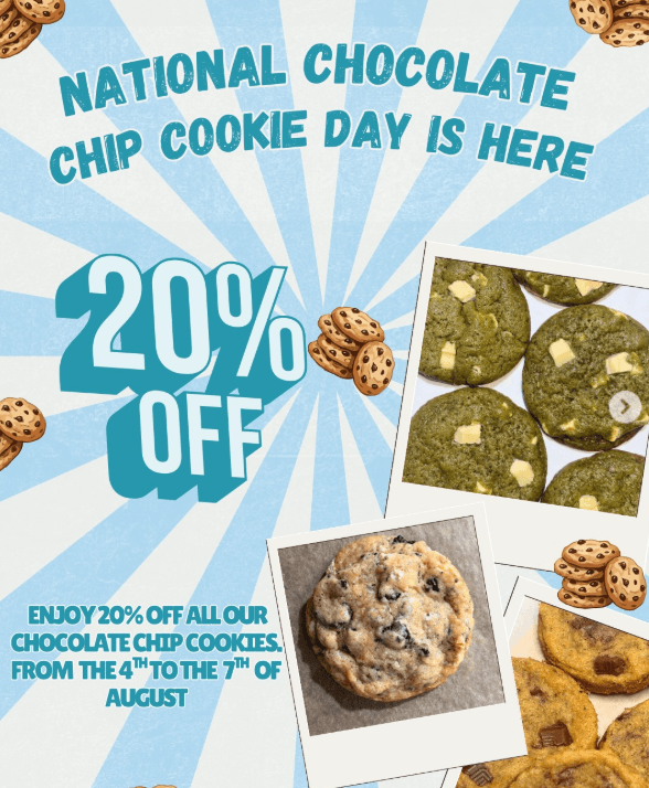 20% OFF your Chocolate Chip Cookies
