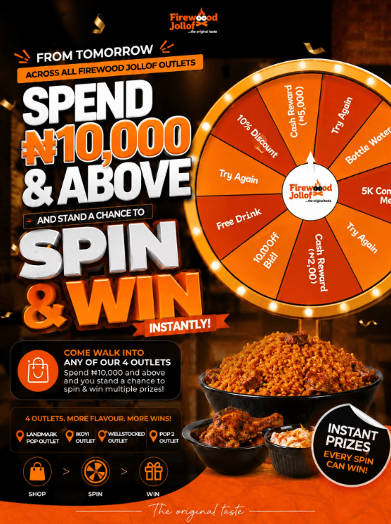 SPIN & WIN AT FIREWOOD JOLLOF