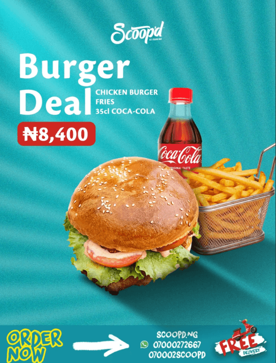 Chicken Burger Combo + FREE Delivery