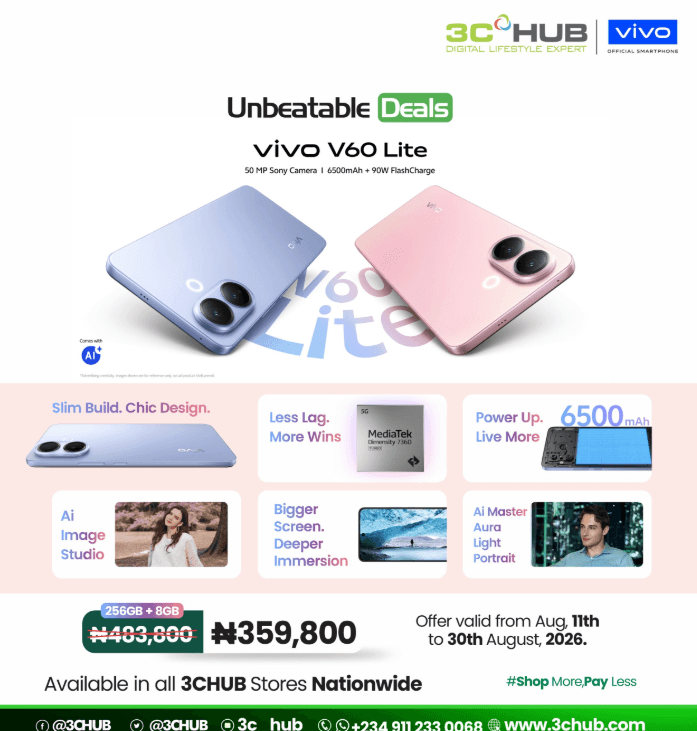 ₦124,000 OFF The vivo V60 Lite