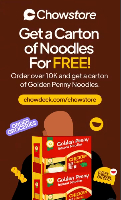 Spend Over ₦10,000 and Get a FREE Caton of Golden Penny Noodles