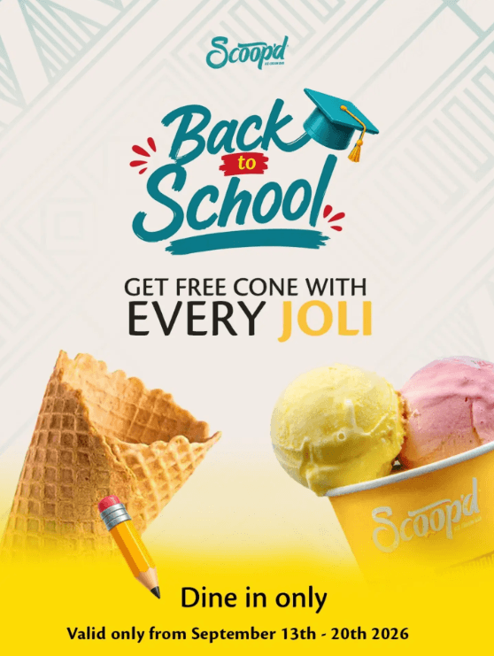 Back-to-School Promo - Get a FREE Cone of Ice Cream on your Order