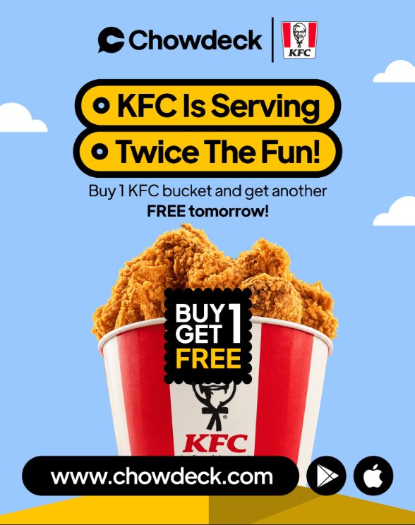 Order 1 Bucket of KFC and Get 1 Bucket FREE