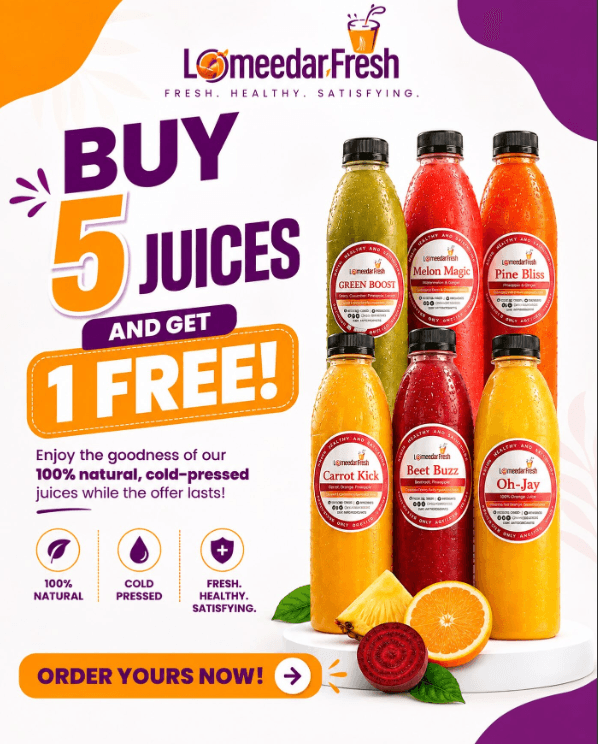 Buy 5 Juices and Get 1 FREE