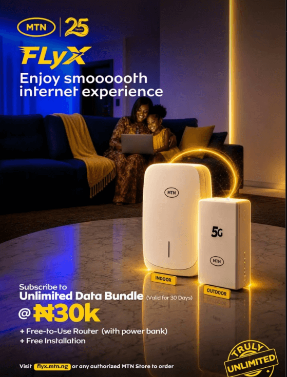 Get Unlimited Data, Power Bank + Free Installation with MTN FlyX