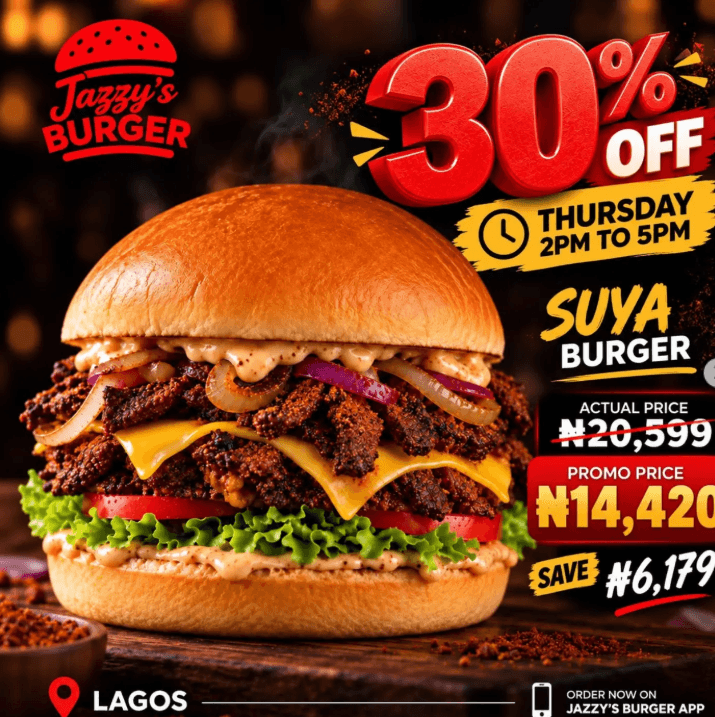 Jazzyburger Thursday's 30% OFF