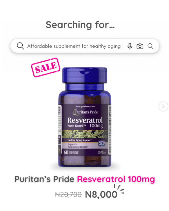 Enjoy ₦12,700 OFF Puritan’s Pride Resveratrol 100mg