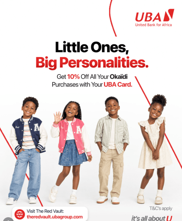 Pay with your UBA Card and Get 10% OFF on your Okaidi purchases