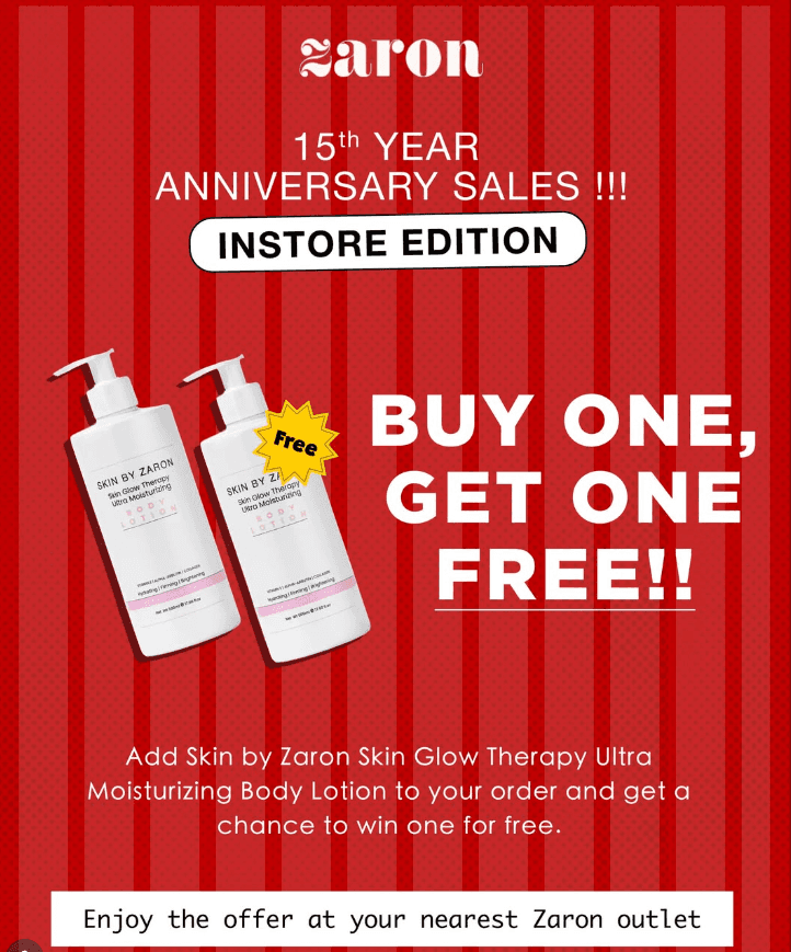 Buy 1 Zaron Skin Glow Therapy Ultra Moisturizing Body Lotion and Get 1 Free