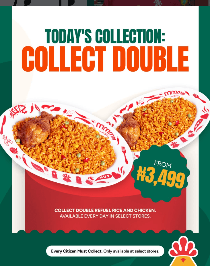 Save ₦1,300 on the Double Refuel Rice & Chicken