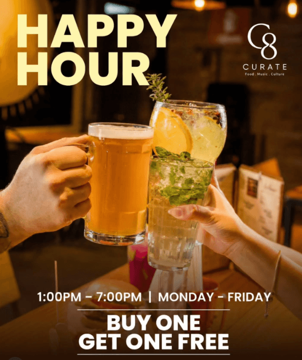 Happy Hour Promo - Buy 1, Get 1 FREE