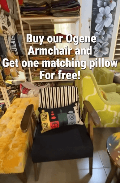 Get the Ogene Accent Chair and Receive a Matching Throw Pillow FREE