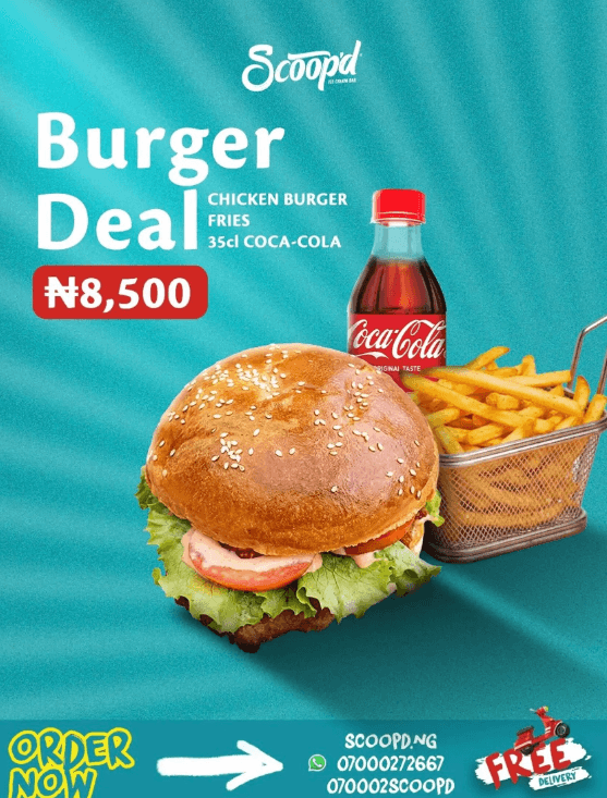 Chicken Burger Combo + FREE Delivery