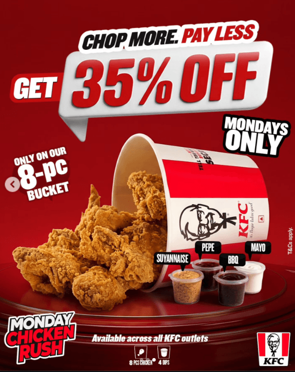 GET 35% OFF KFC’S 8-PIECE BUCKET EVERY MONDAY