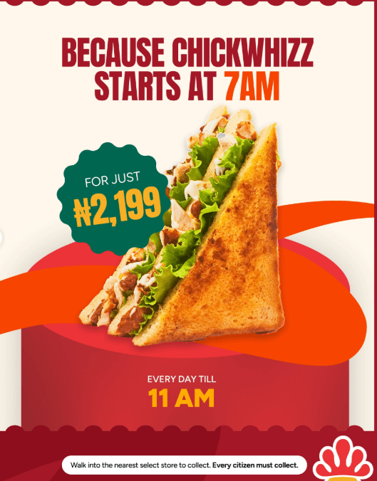 Save ₦800 on Chickwhizz Every Morning