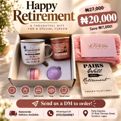 Get the Retirement Gift Set for ₦20,000 Instead of ₦27,000