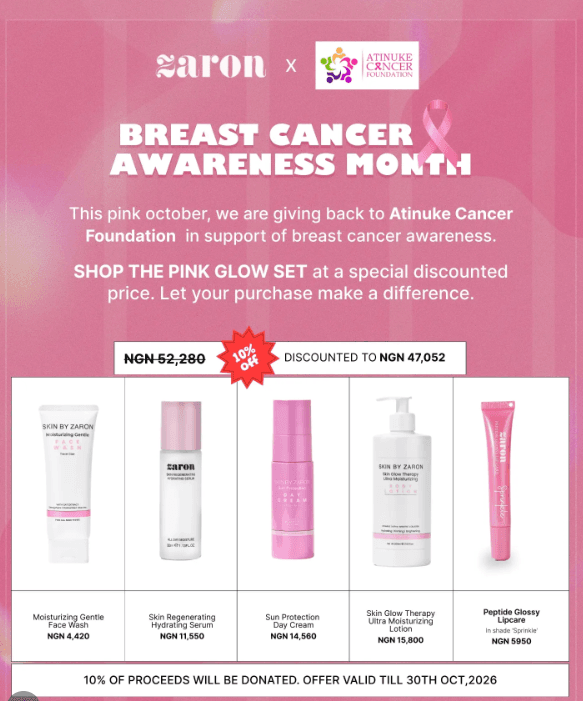 GET 10% OFF ZARON’S PINK GLOW SET AND GIVE BACK