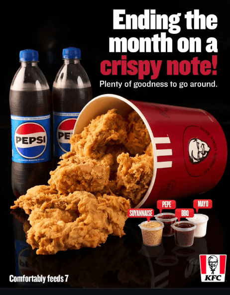 KFC DISCOUNT COMBO- 21 PIECES OF CHICKEN + 2 FREE PEPSI BOTTLES